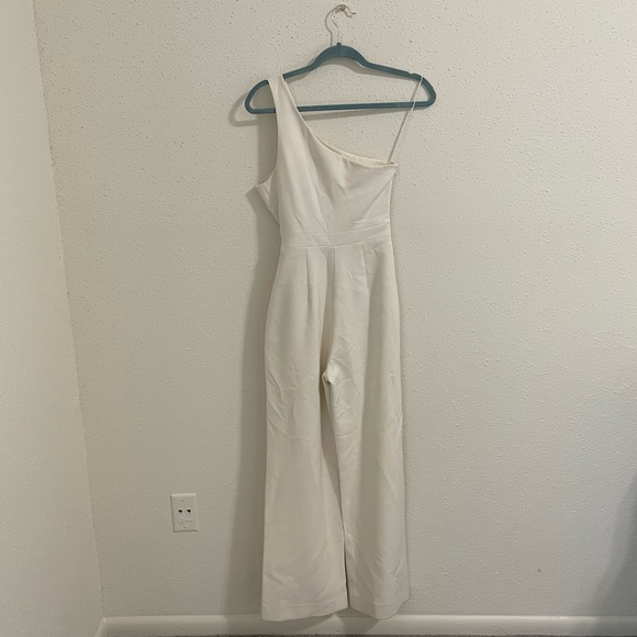 Likely Revolve Kelsey White One Shoulder Belted Wide Leg Jumpsuit - Size 0 - Picture 5 of 16